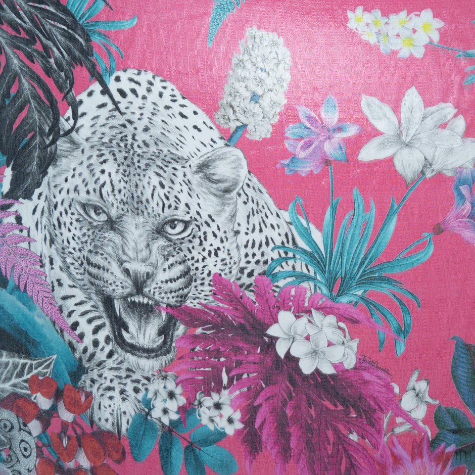 Animal & Floral Printed Laminated Silk Chiffon