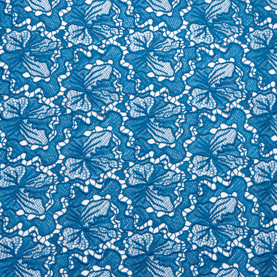 Rich Blue Floral Guipure Lace