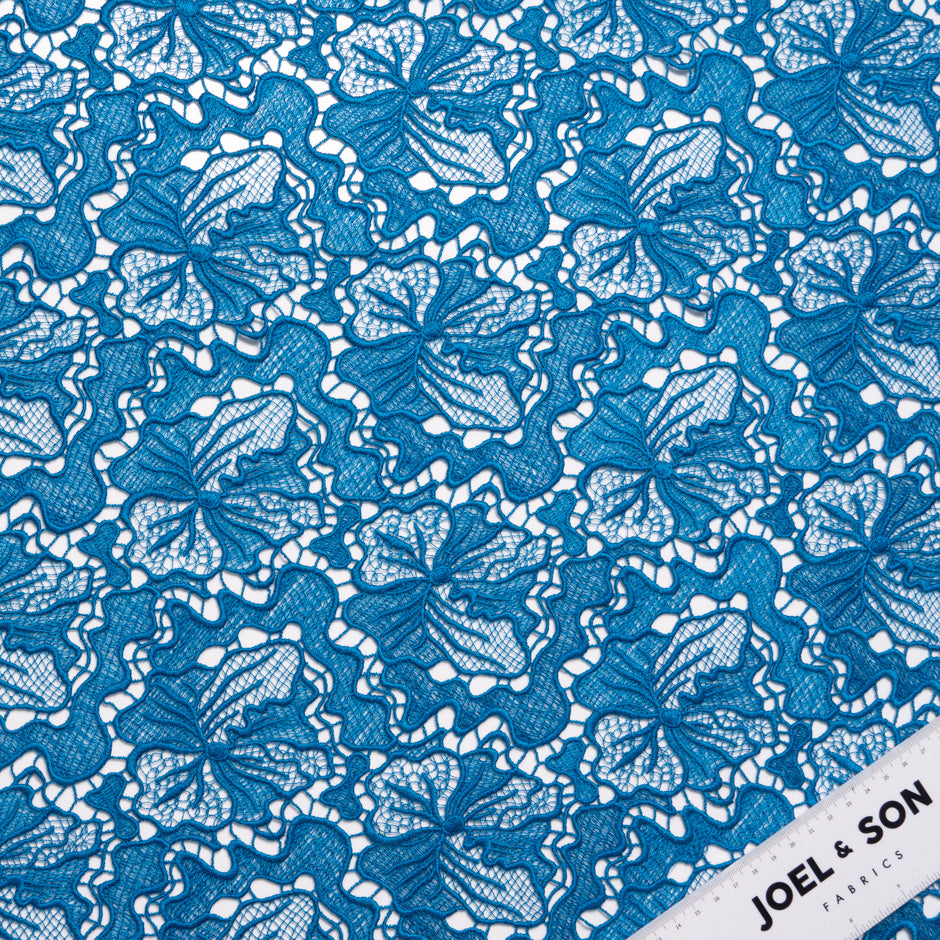 Rich Blue Floral Guipure Lace
