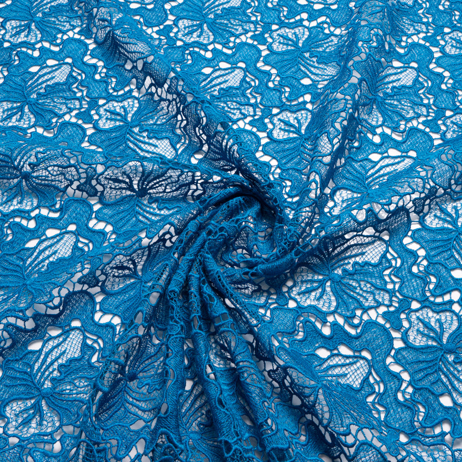 Rich Blue Floral Guipure Lace