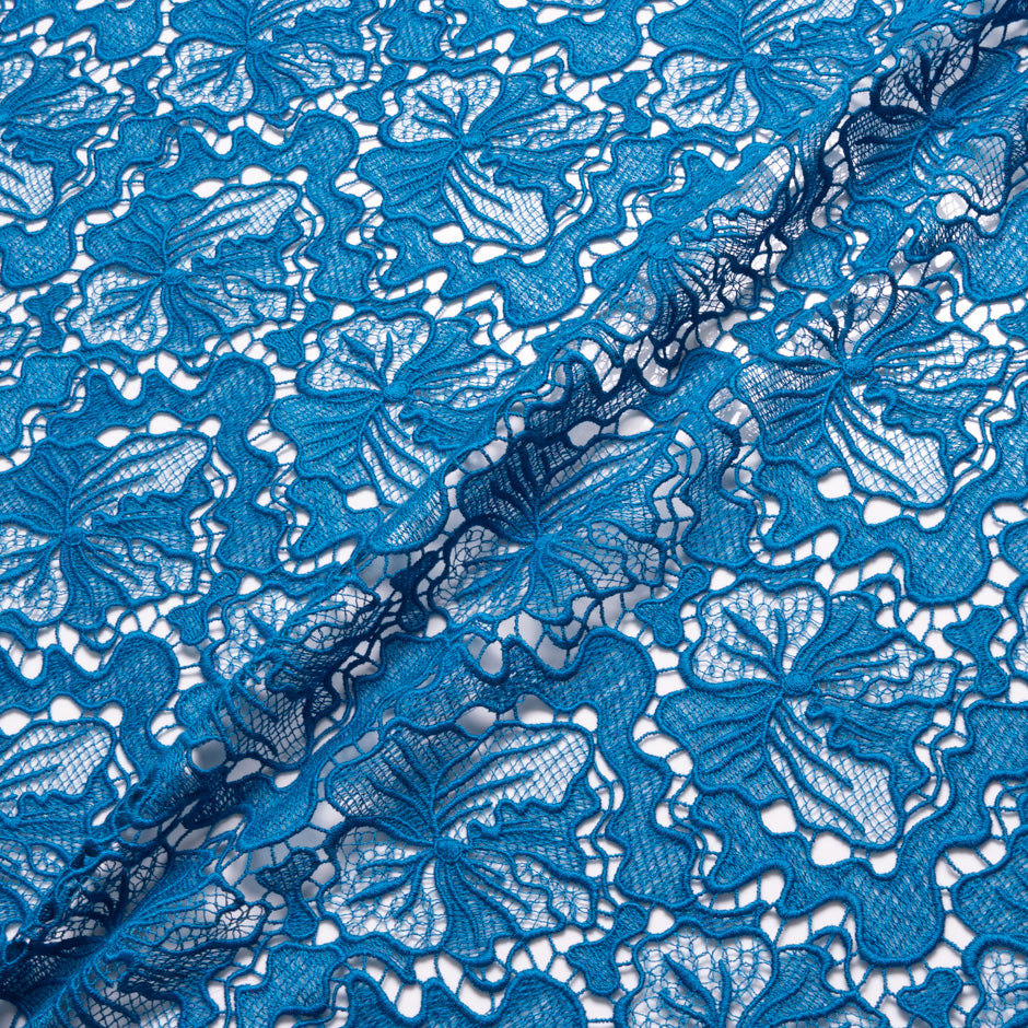 Rich Blue Floral Guipure Lace
