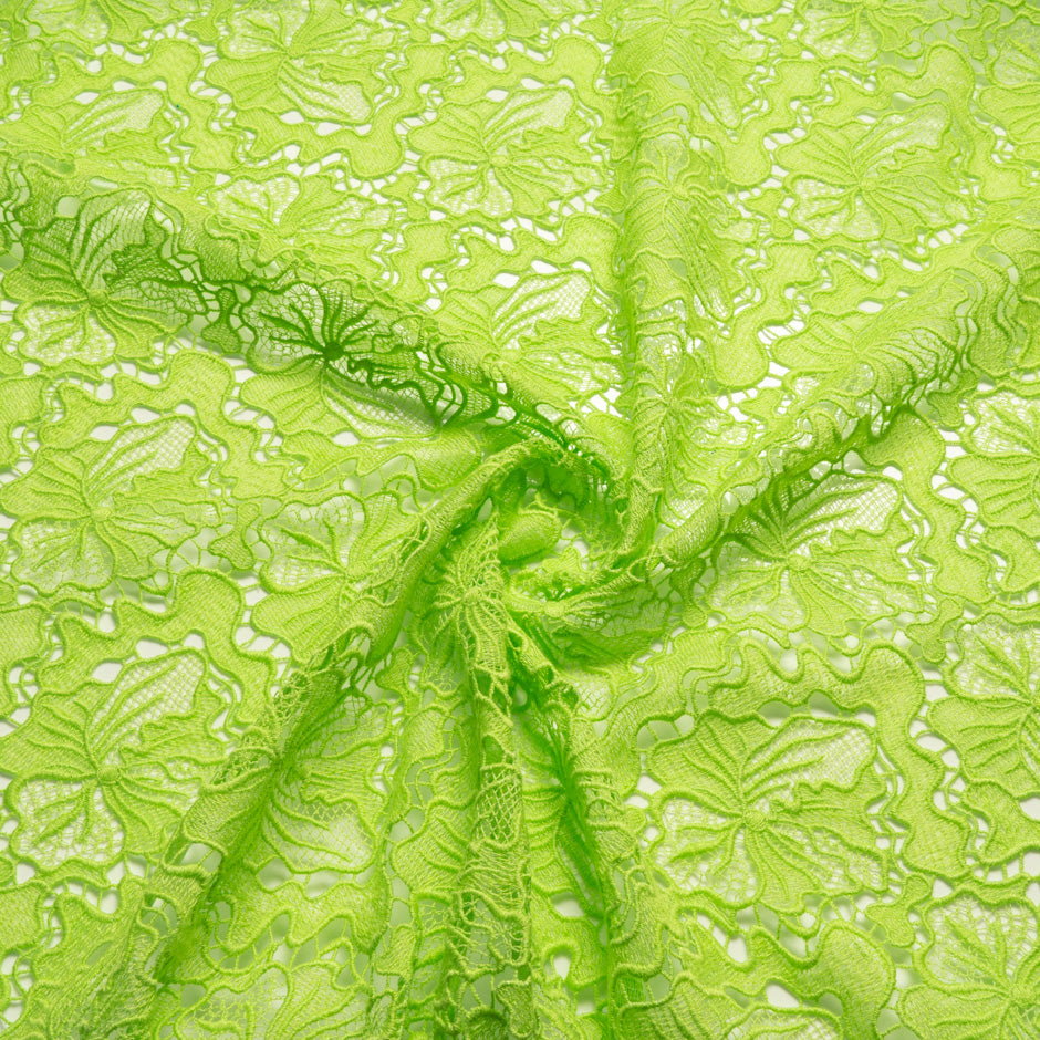 Lime Green Floral Guipure Lace