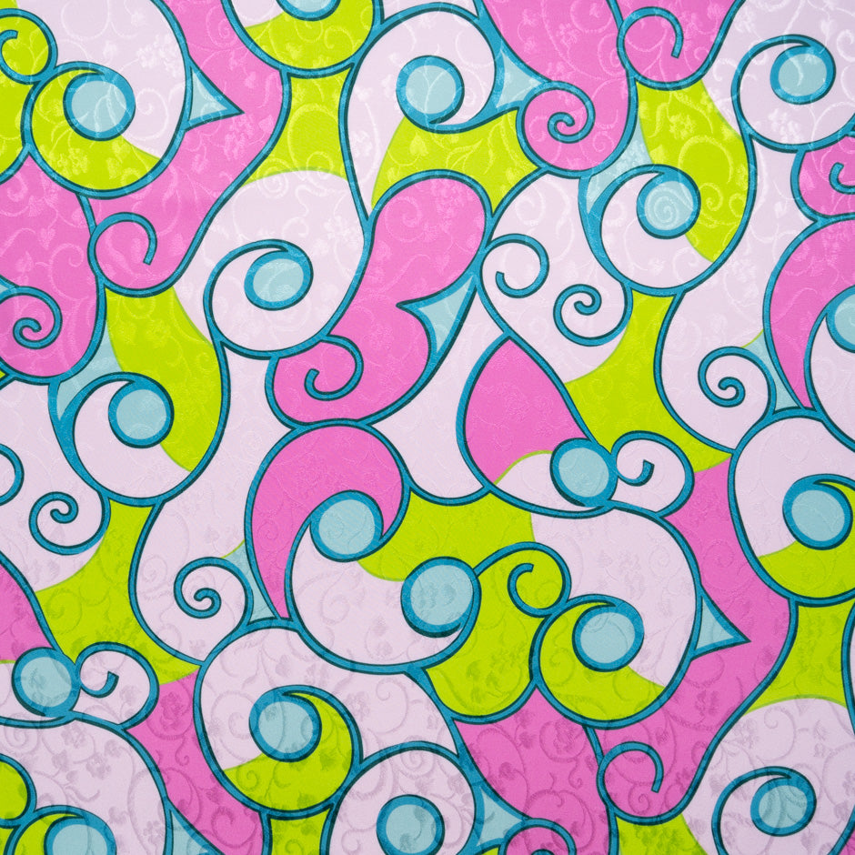 Pink & Bright Green Printed Silk Jacquard