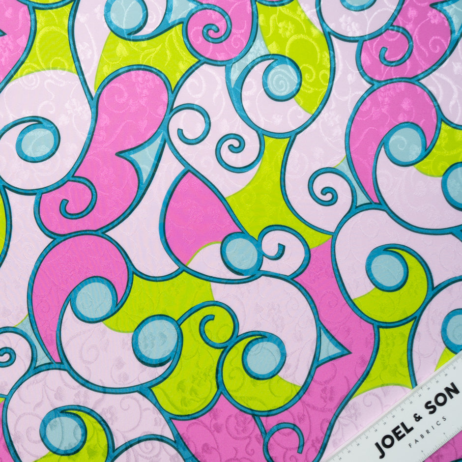 Pink & Bright Green Printed Silk Jacquard