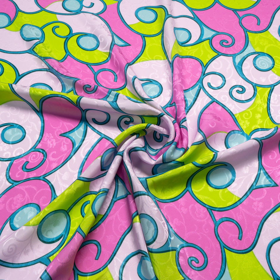 Pink & Bright Green Printed Silk Jacquard