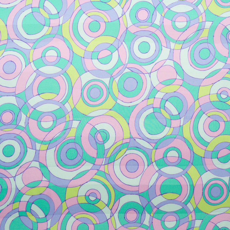 Pastel Coloured Geo Circle Printed Silk Twill