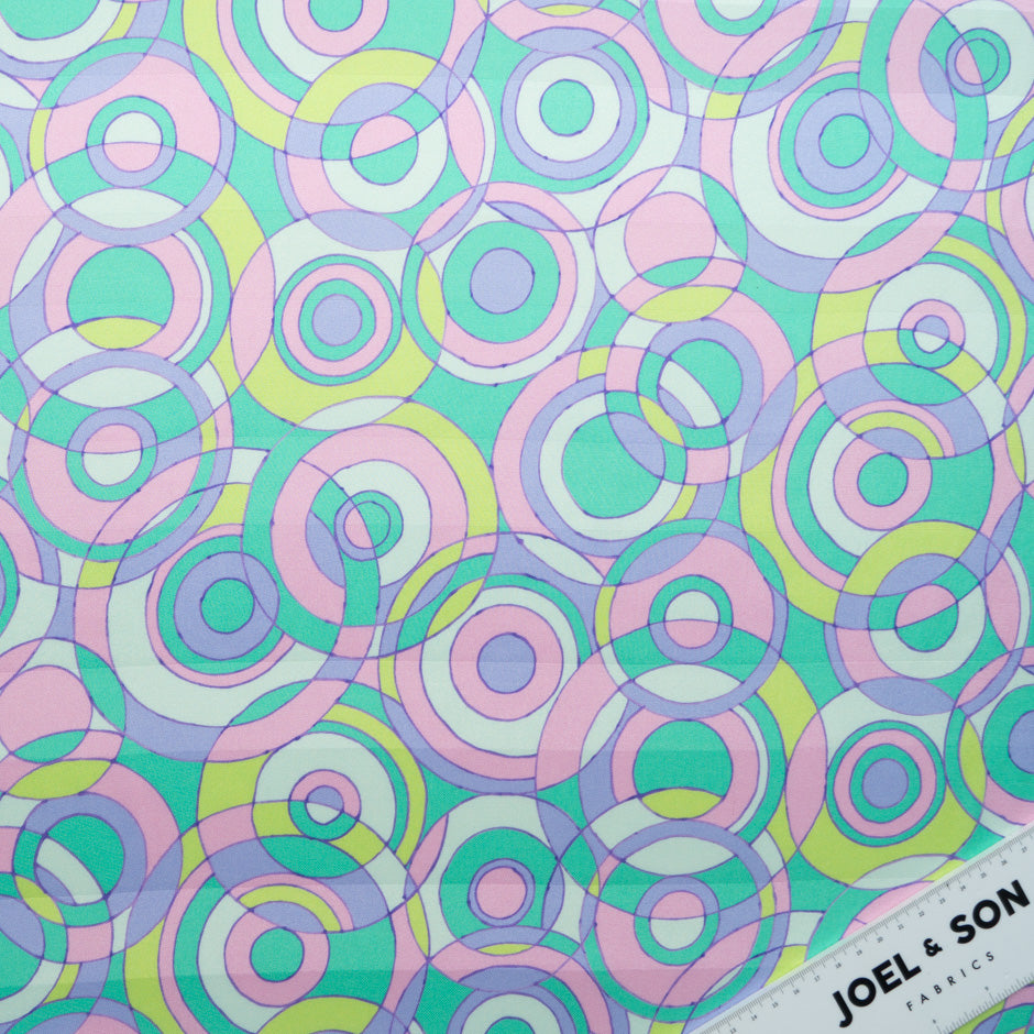 Pastel Coloured Geo Circle Printed Silk Twill