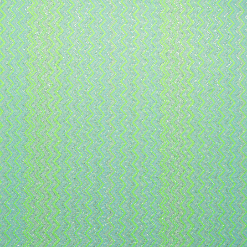Fluorescent Green & Blue Metallic Zigzag Knit