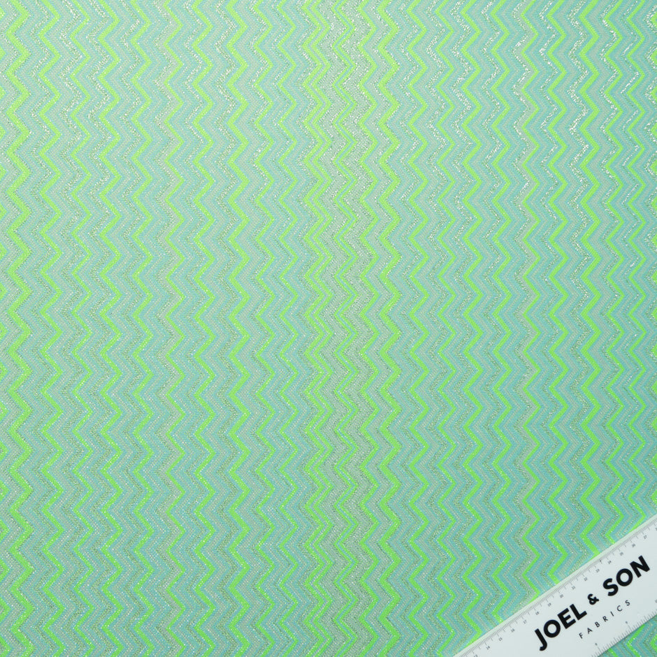 Fluorescent Green & Blue Metallic Zigzag Knit