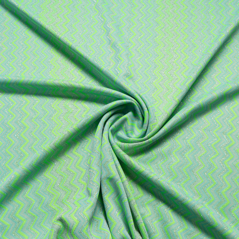 Fluorescent Green & Blue Metallic Zigzag Knit