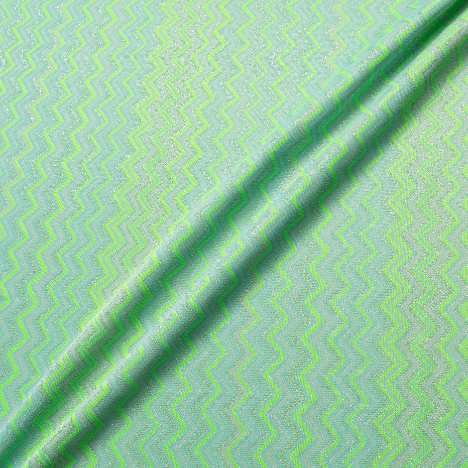 Fluorescent Green & Blue Metallic Zigzag Knit