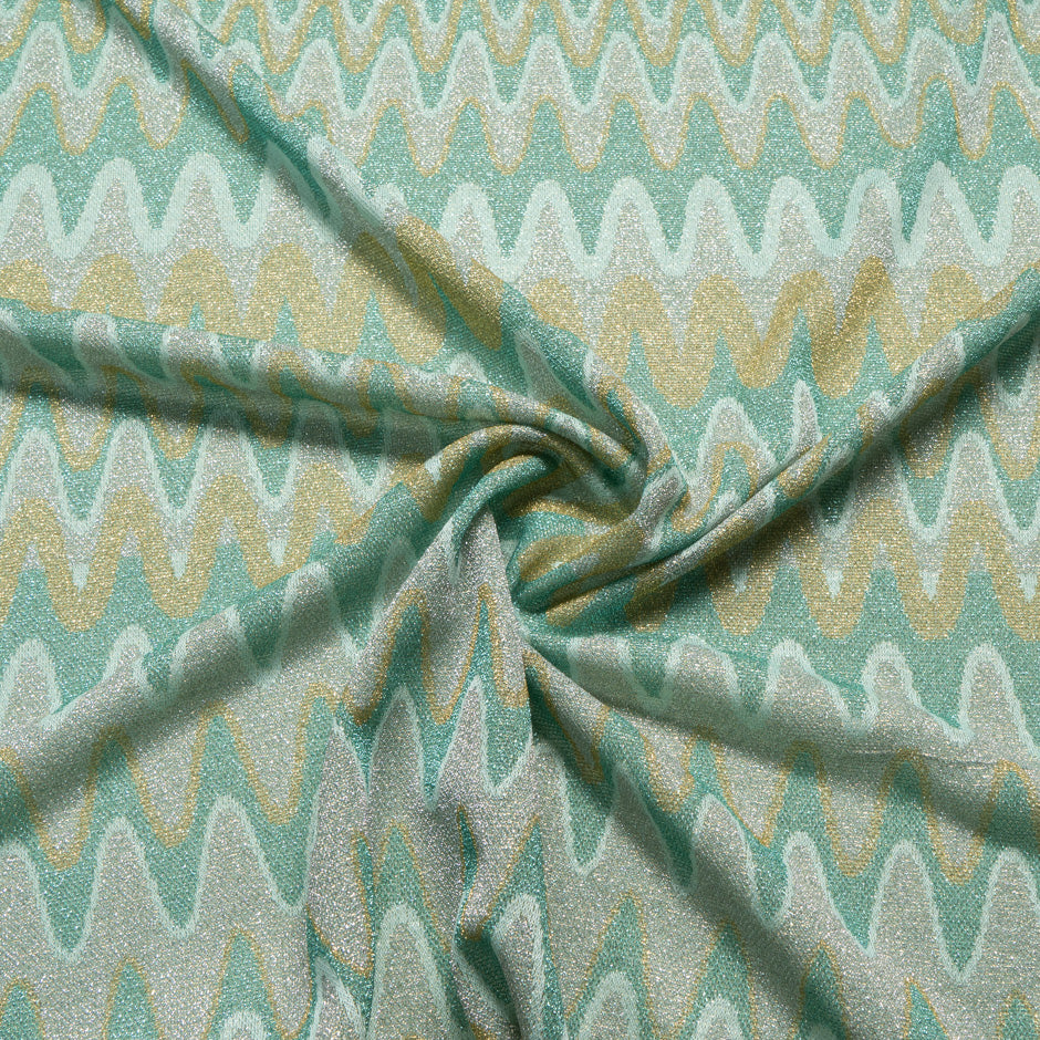 Green & Gold Metallic Wave Knit (A 2.50m Piece)