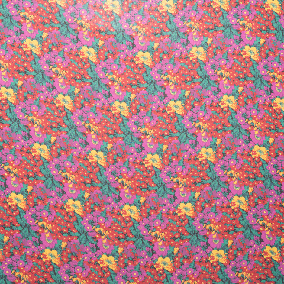 Red, Yellow & Pink Floral Printed Silk Georgette