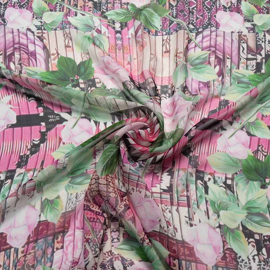 Rose Floral Printed Silk Georgette