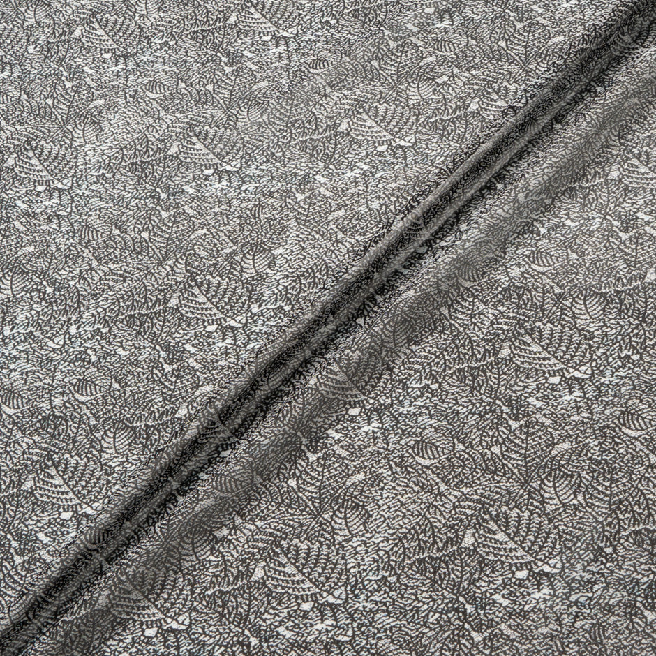 Monochrome Leaf Printed Pure Silk Georgette