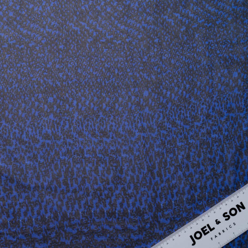 Black & Blue Abstract Snake Printed Silk Chiffon