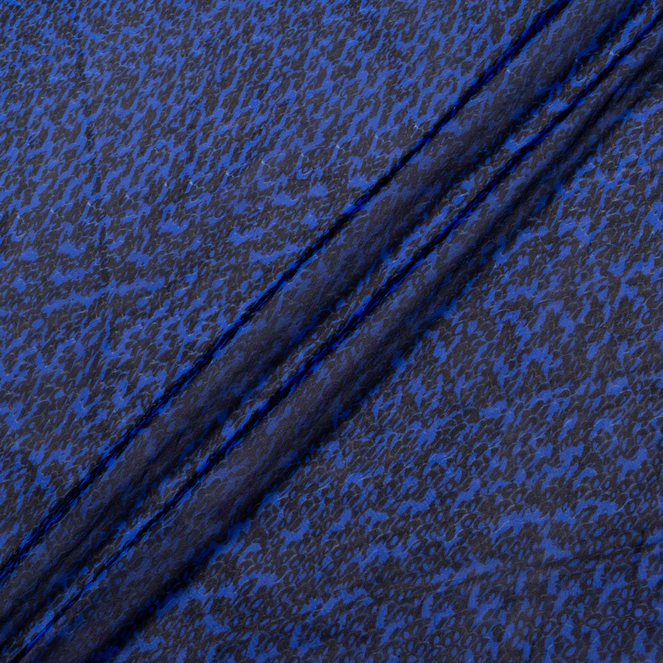 Black & Blue Abstract Snake Printed Silk Chiffon