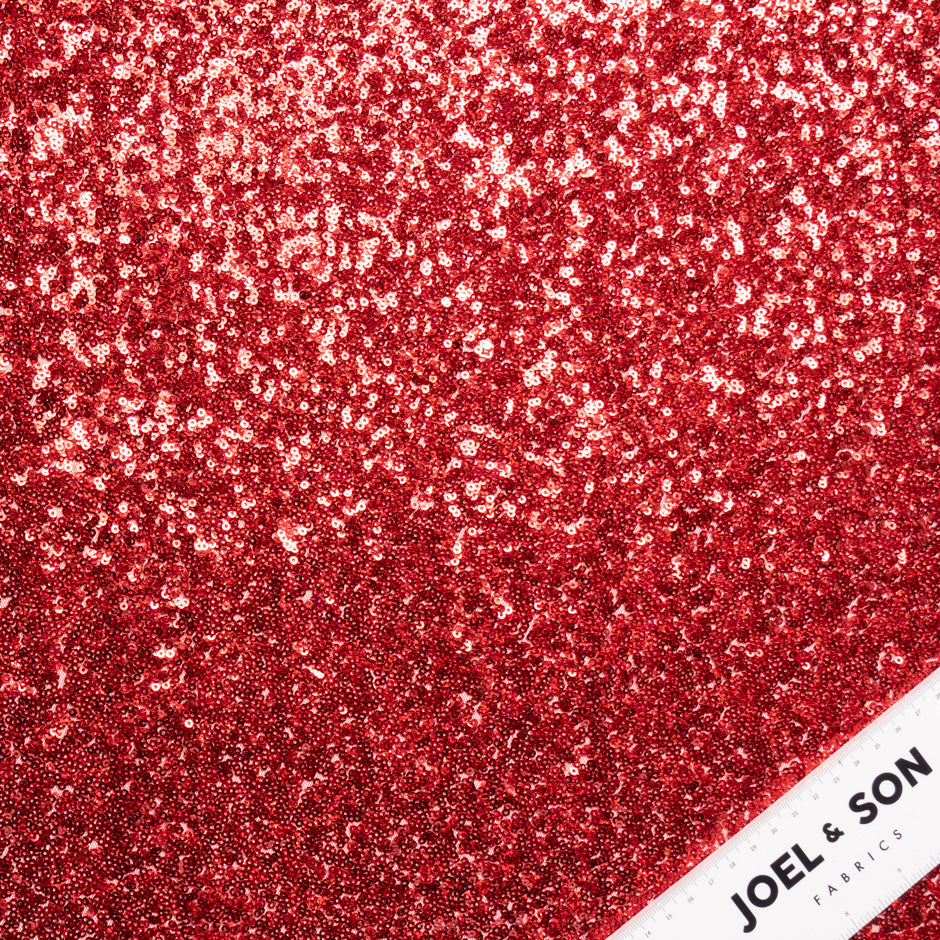 Ruby Red Sequinned Stretch Tulle