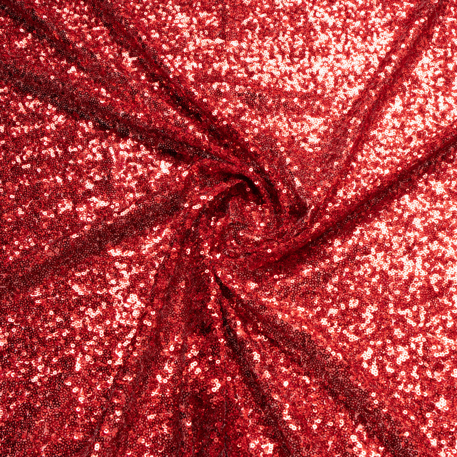 Ruby Red Sequinned Stretch Tulle