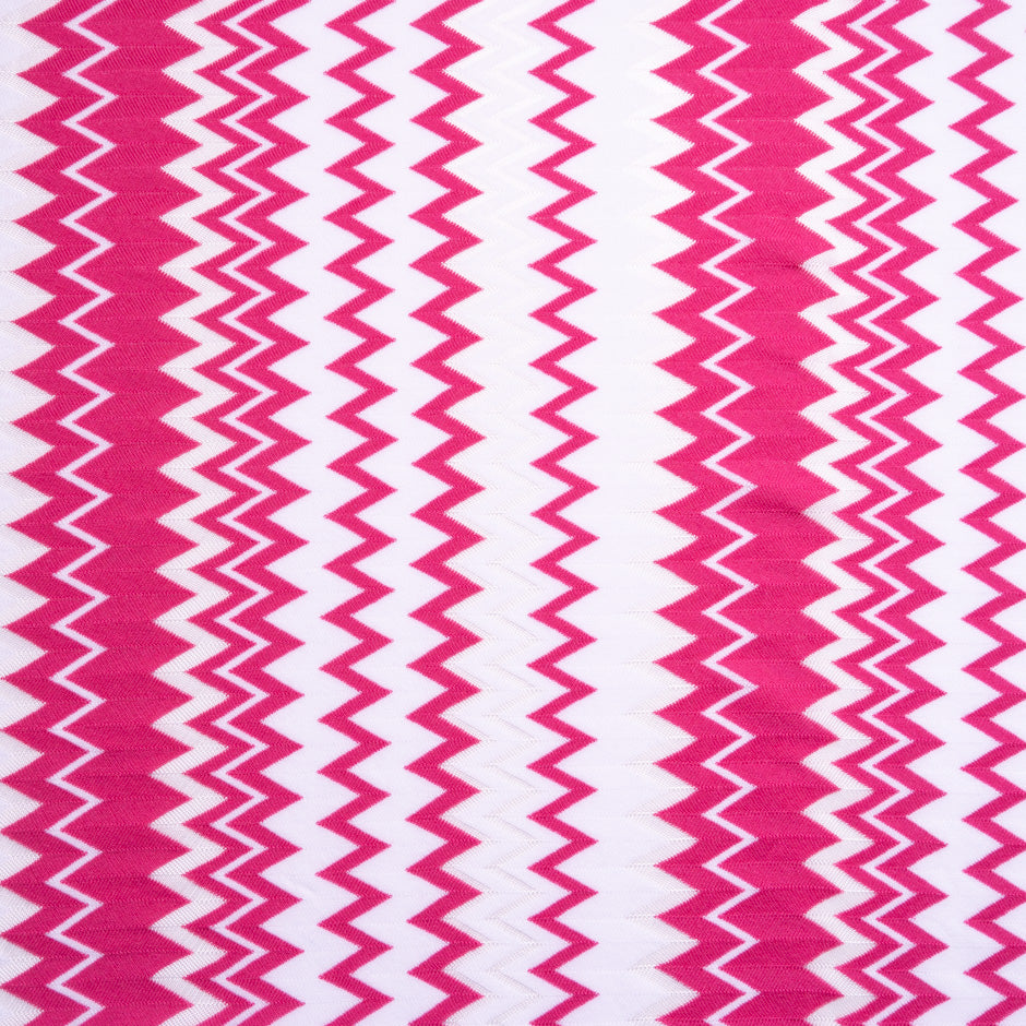 Bright Pink & White Zigzag Poly Knit