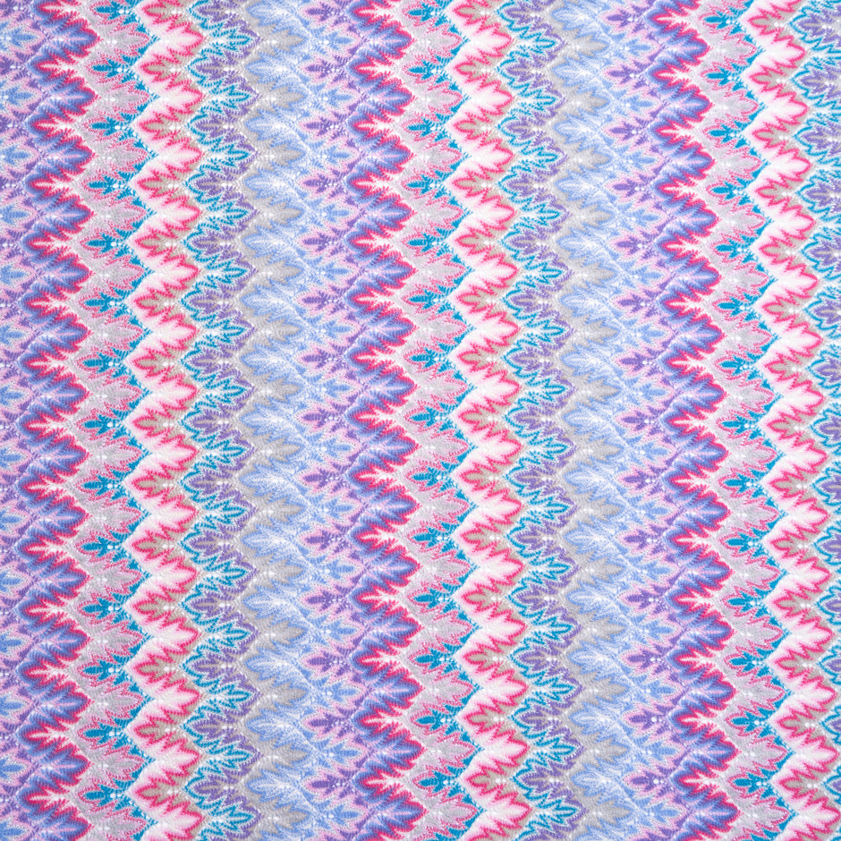Blue, Purple & Pink Patterned Poly Knit