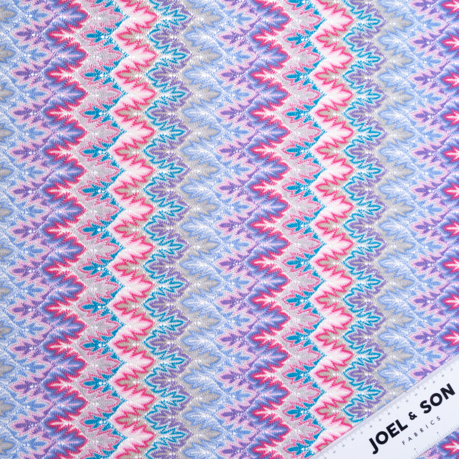 Blue, Purple & Pink Patterned Poly Knit