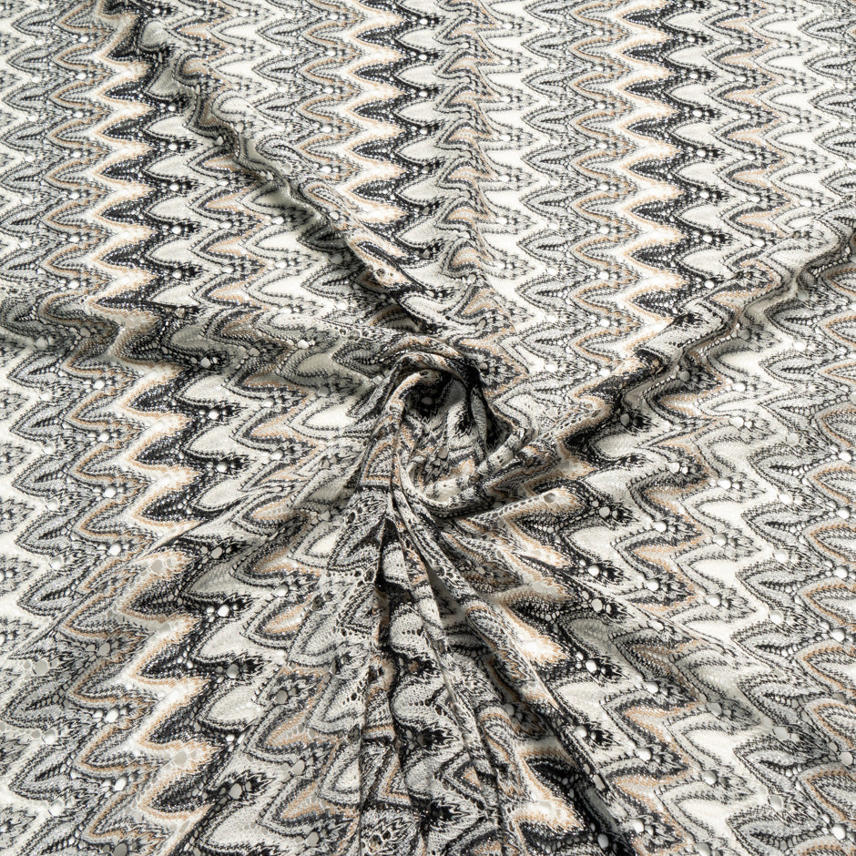 Beige, Black, Ivory Woven Poly Knit (A 1.95m Piece)