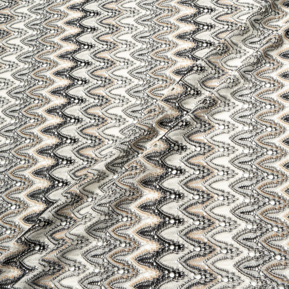 Beige, Black, Ivory Woven Poly Knit (A 1.95m Piece)