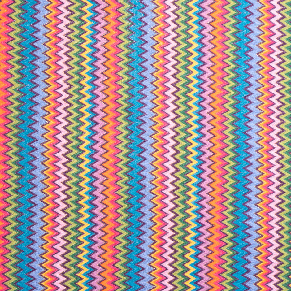 Rainbow Coloured Zigzag Poly Knit