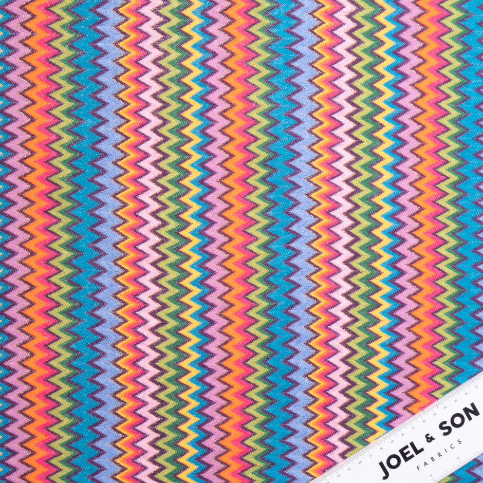 Rainbow Coloured Zigzag Poly Knit