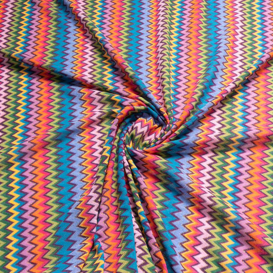 Rainbow Coloured Zigzag Poly Knit