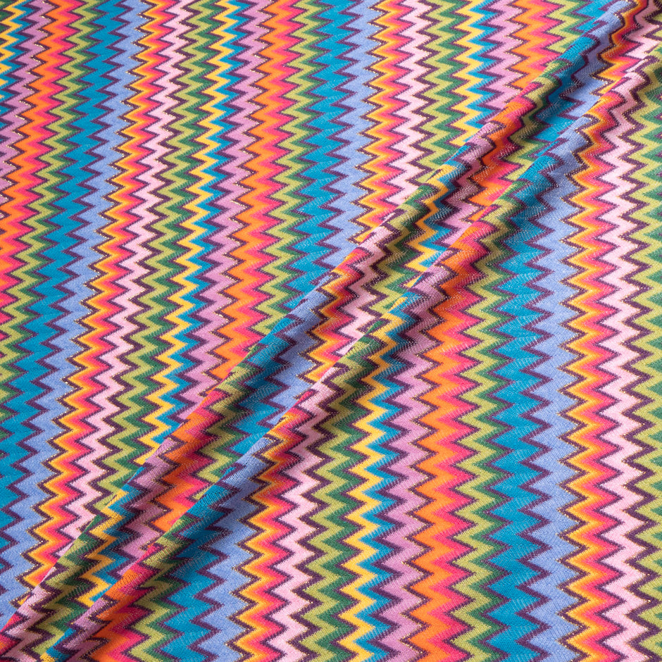 Rainbow Coloured Zigzag Poly Knit