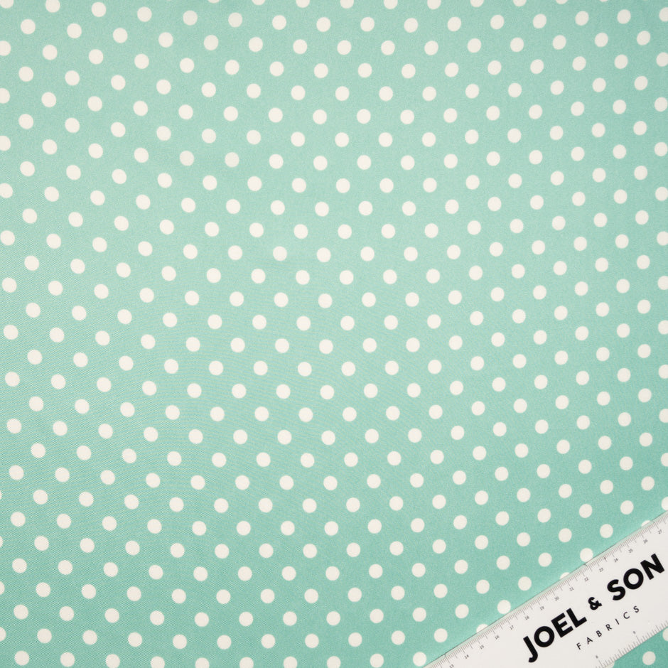 Ivory Spotted Mint Green Pure Silk Twill