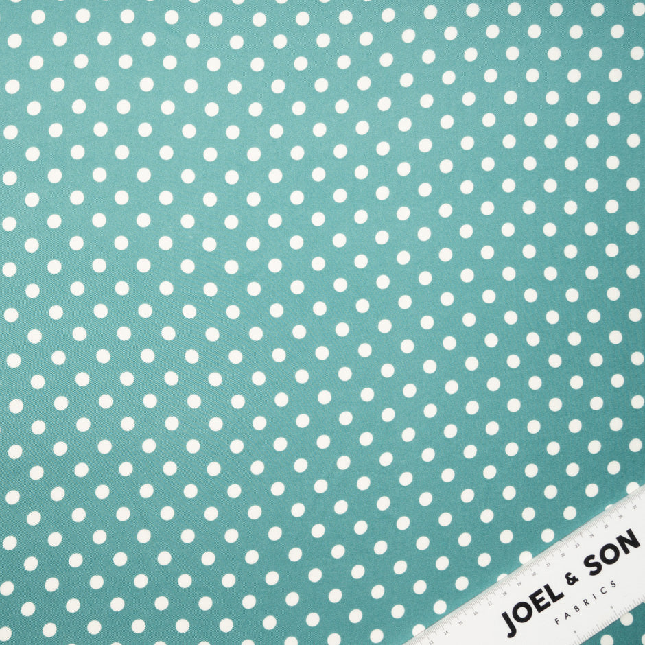 White Spotted Spearmint Green Pure Silk Twill