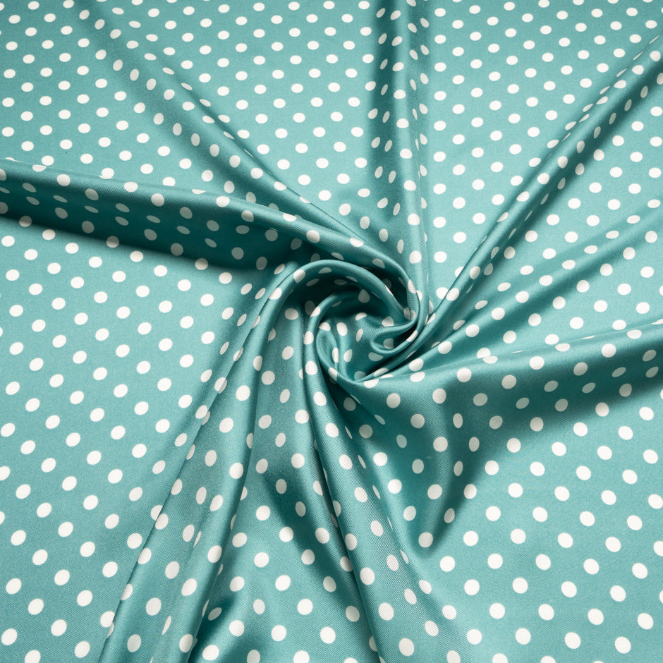 White Spotted Spearmint Green Pure Silk Twill