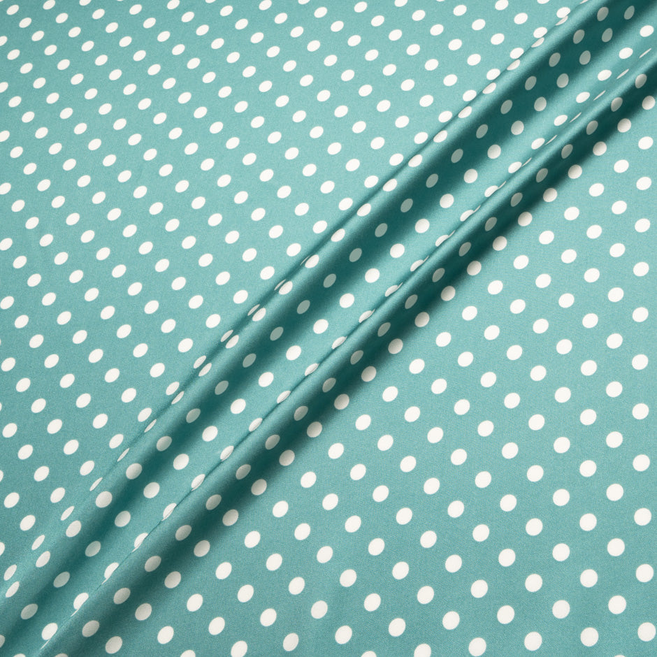 White Spotted Spearmint Green Pure Silk Twill