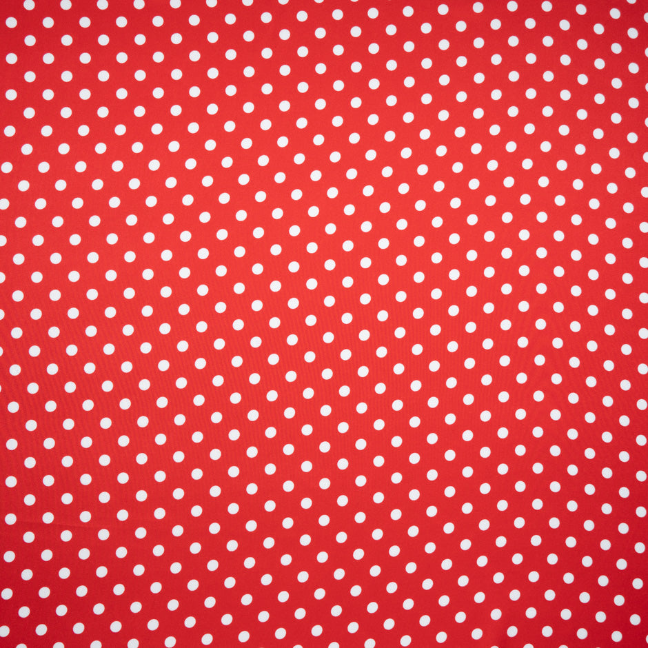 White Spotted Ruby Red Pure Silk Twill