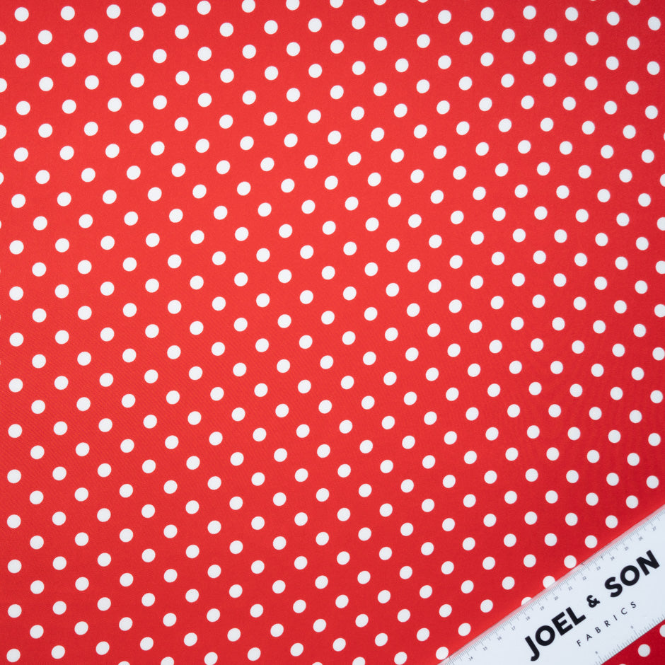 White Spotted Ruby Red Pure Silk Twill