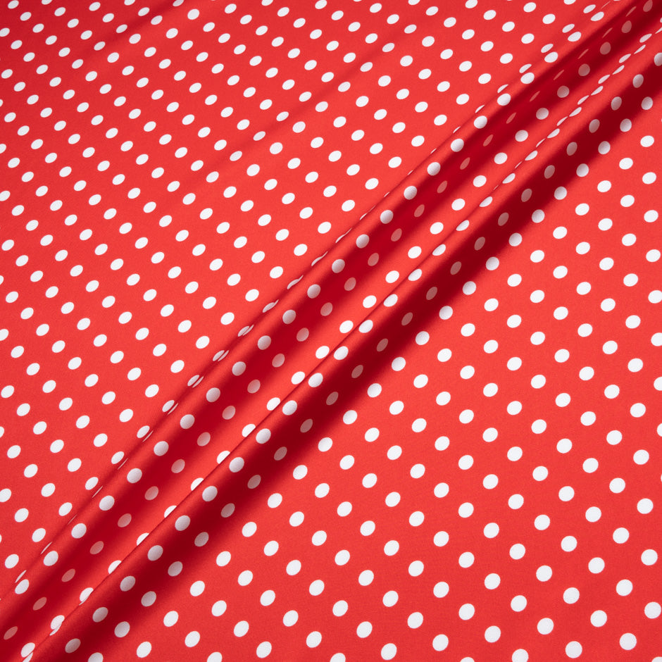 White Spotted Ruby Red Pure Silk Twill