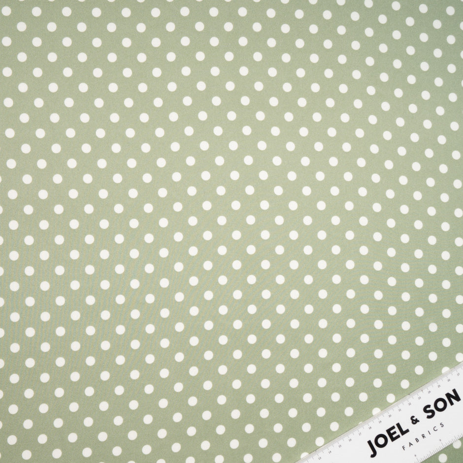 White Spotted Sage Green Pure Silk Twill