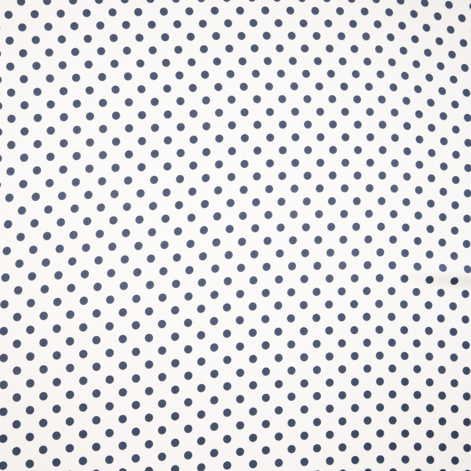 Blue Spotted Ivory Pure Silk Twill