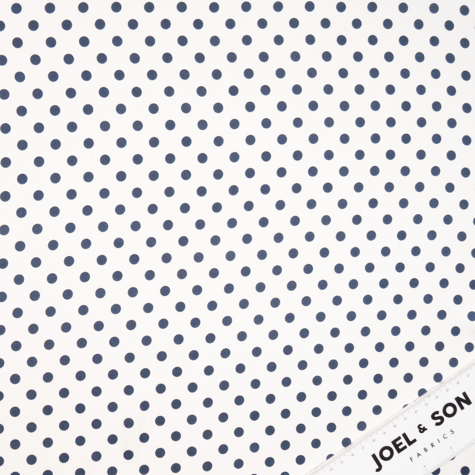 Blue Spotted Ivory Pure Silk Twill