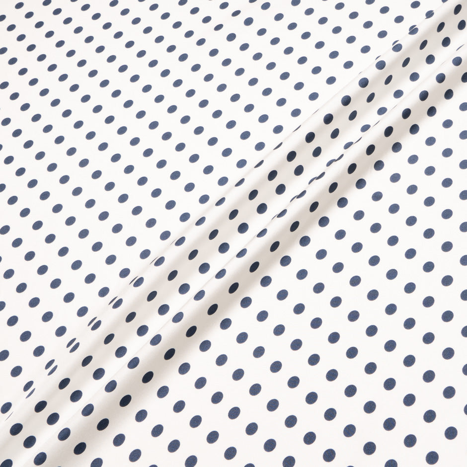 Blue Spotted Ivory Pure Silk Twill