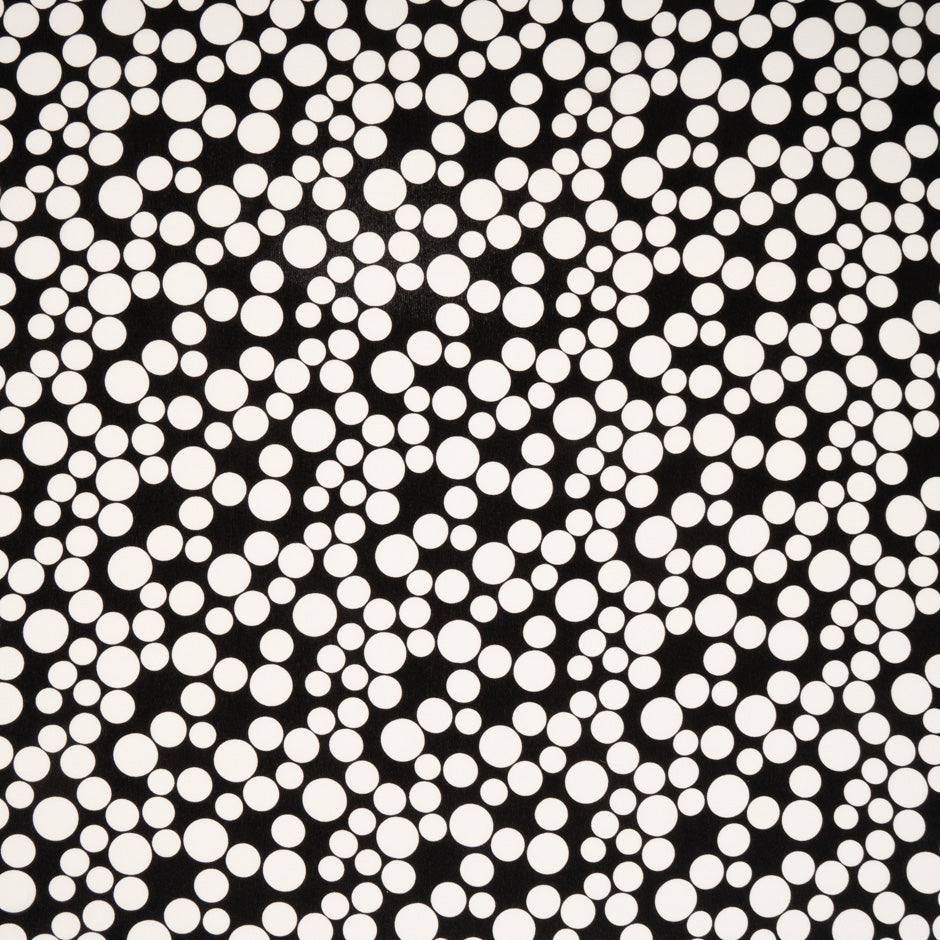 Multi White Spotted Black Silk Crêpe de Chine