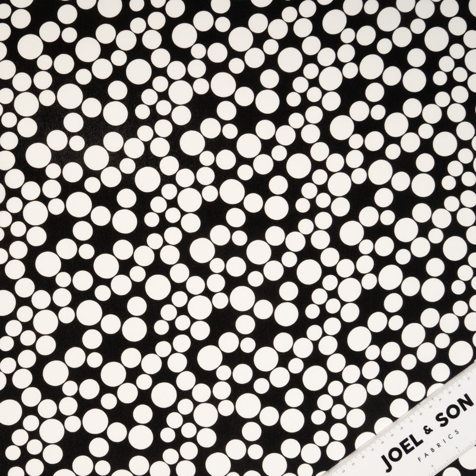 Multi White Spotted Black Silk Crêpe de Chine