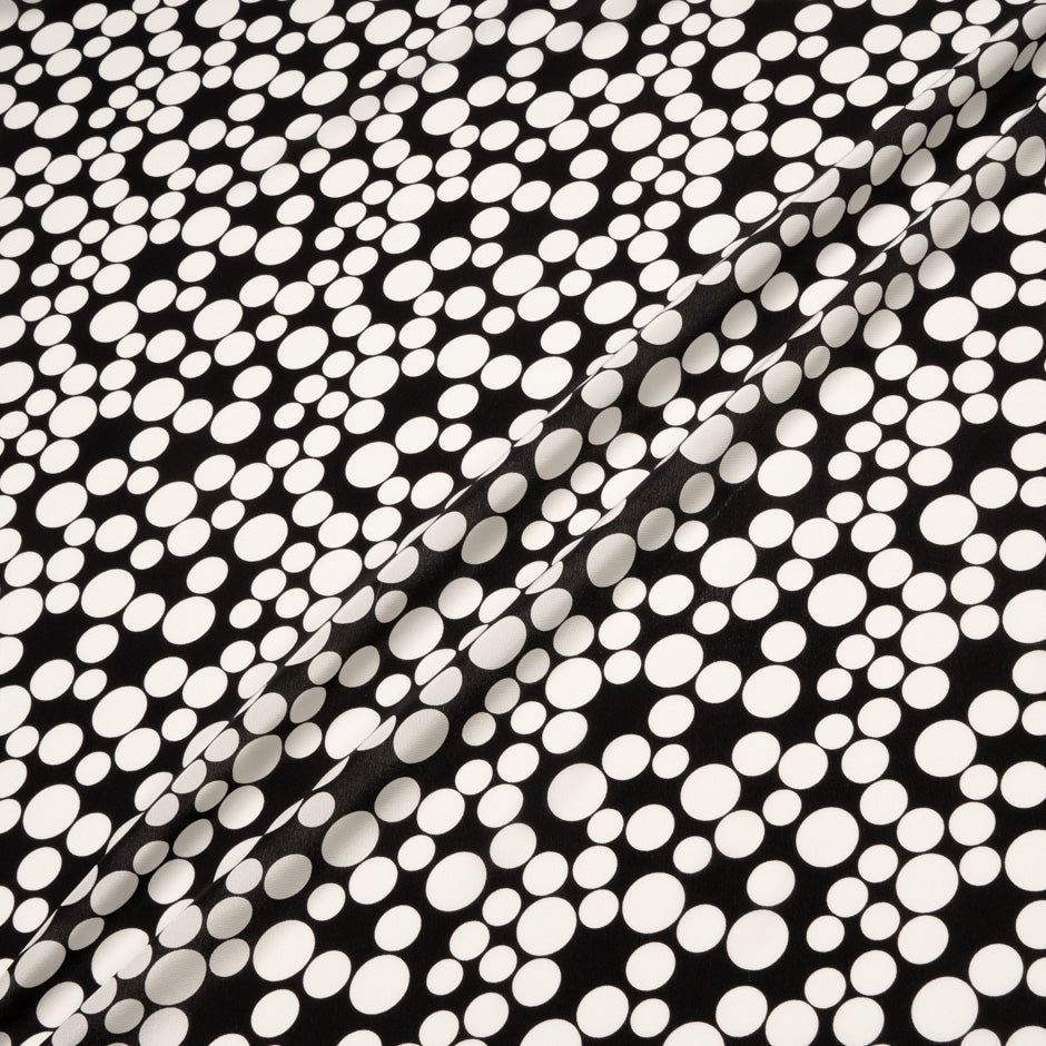 Multi White Spotted Black Silk Crêpe de Chine