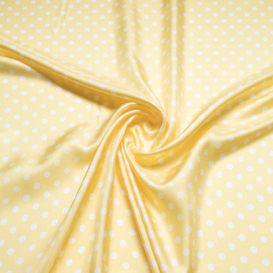 White Spotted Yellow Pure Silk Twill