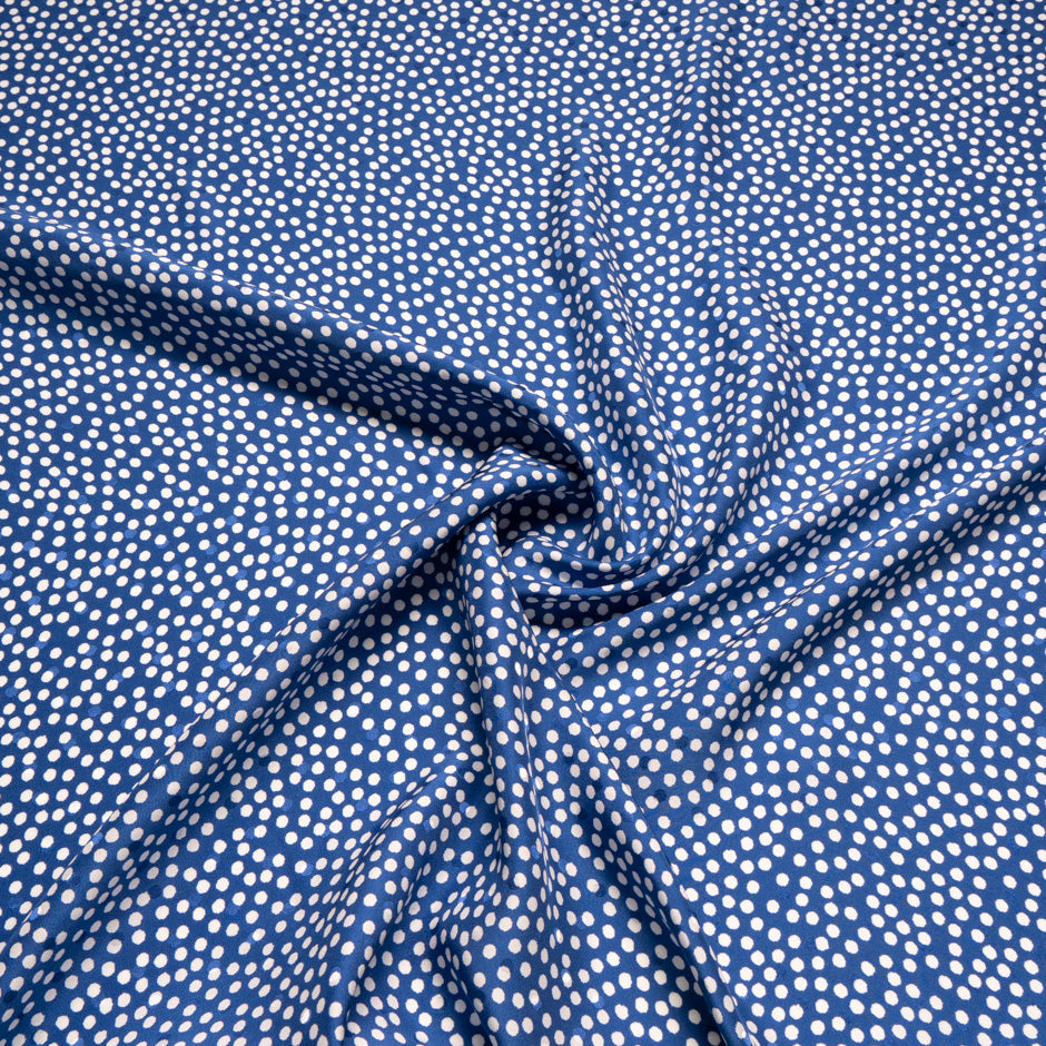 White Spot Printed Royal Blue Silk Jacquard