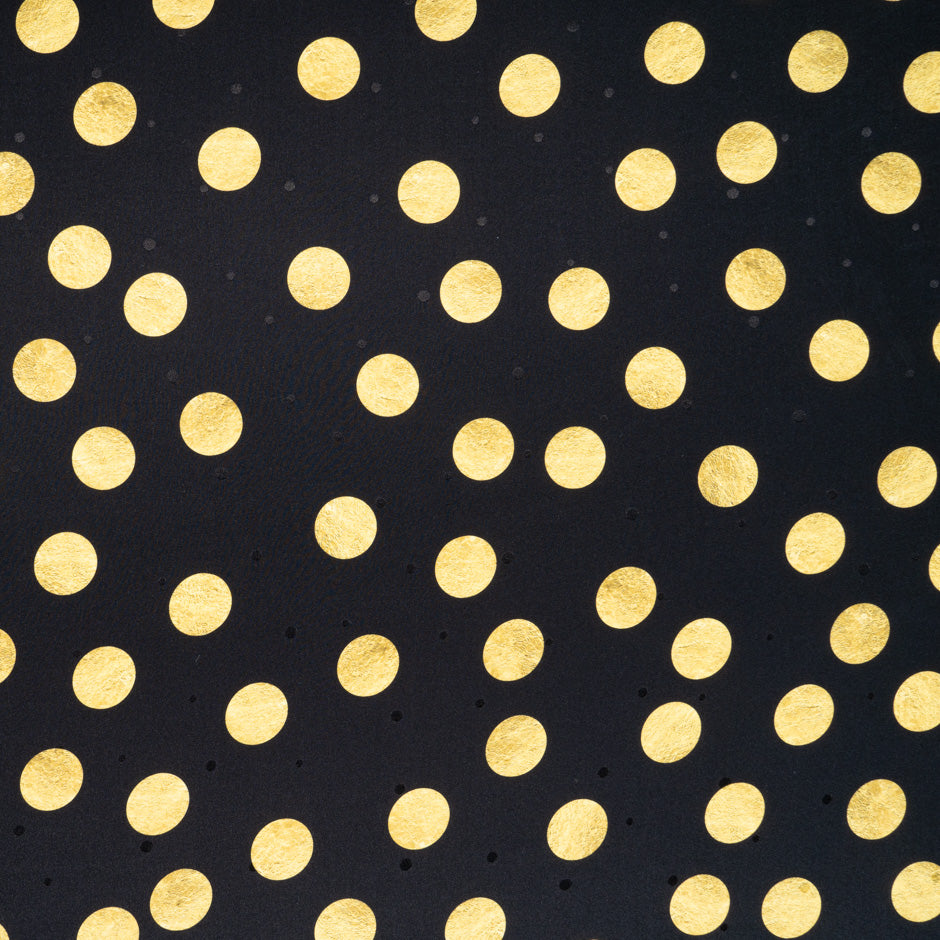 Large Yellow Spot Printed Black Silk Jacquard