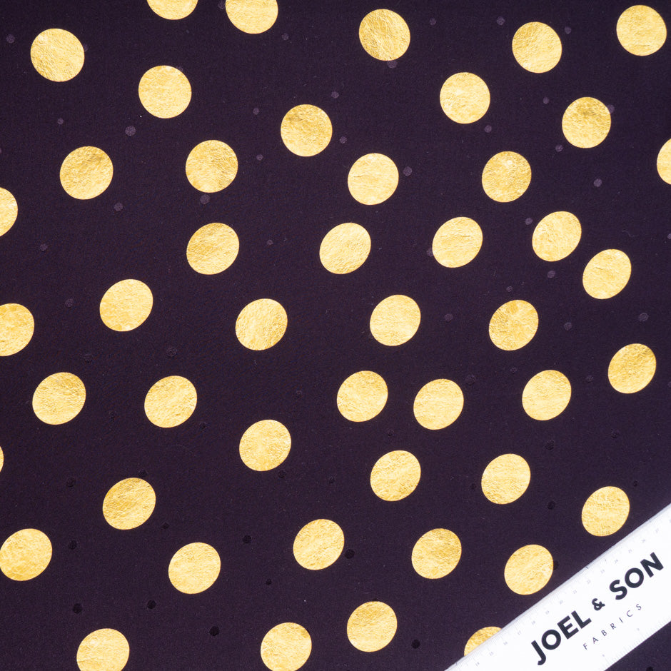 Large Yellow Spot Printed Grenache Silk Jacquard